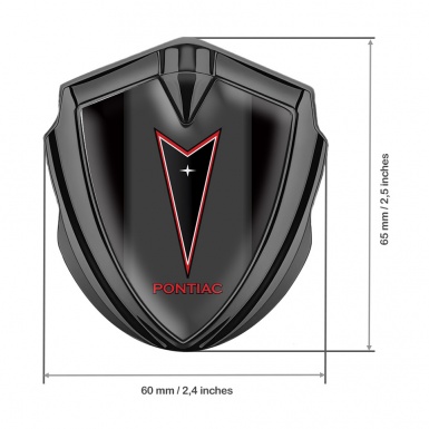 Pontiac Emblem Car Badge Graphite Black Frame Red Outline Logo