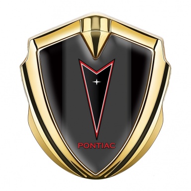 Pontiac Emblem Car Badge Gold Black Frame Red Outline Logo