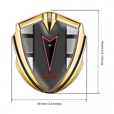 Pontiac Emblem Silicon Badge Gold Front Panels Red Outline Logo