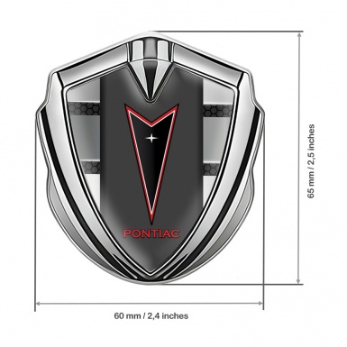 Pontiac Emblem Silicon Badge Silver Front Panels Red Outline Logo