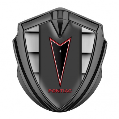 Pontiac Metal Domed Emblem Graphite Grille Effect Red Outline Logo