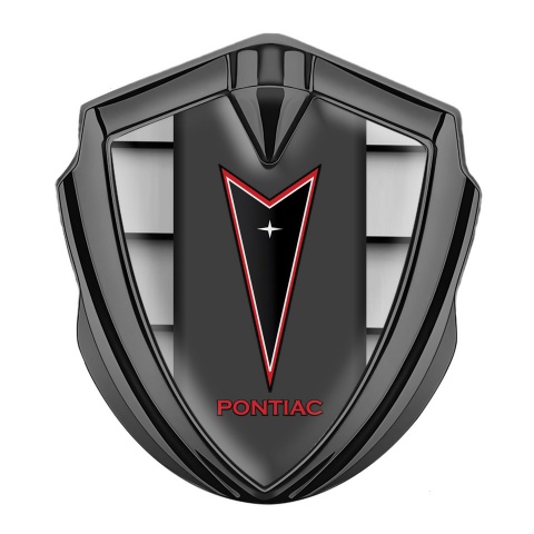 Pontiac Metal Domed Emblem Graphite Grille Effect Red Outline Logo