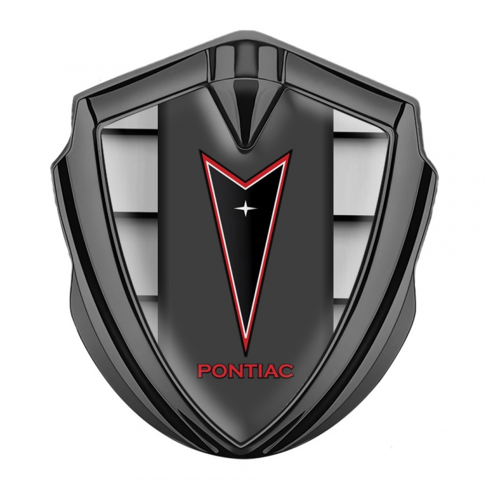 Pontiac Metal Domed Emblem Graphite Grille Effect Red Outline Logo