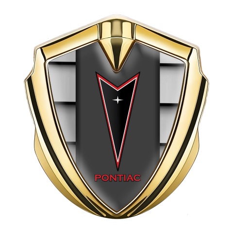Pontiac Metal Domed Emblem Gold Grille Effect Red Outline Logo