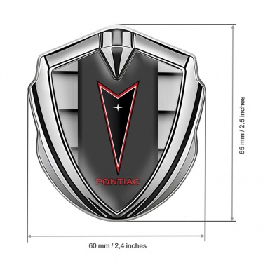 Pontiac Metal Domed Emblem Silver Grille Effect Red Outline Logo