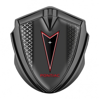 Pontiac Badge Self Adhesive Graphite Light Grate Texture Red Outline Logo