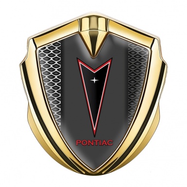 Pontiac Badge Self Adhesive Gold Light Grate Texture Red Outline Logo