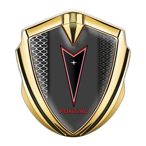 Pontiac Badge Self Adhesive Gold Light Grate Texture Red Outline Logo