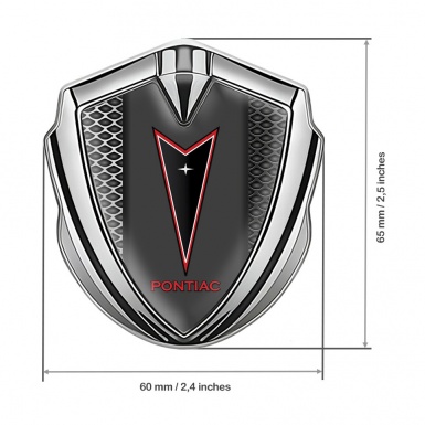 Pontiac Badge Self Adhesive Silver Light Grate Texture Red Outline Logo