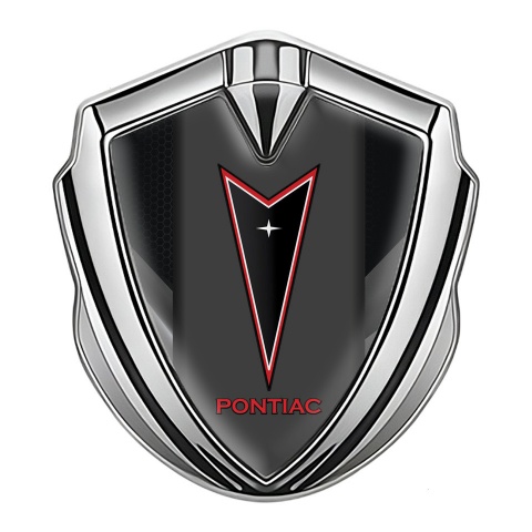Pontiac Emblem Fender Badge Silver Light Dark Hex Red Outline Logo