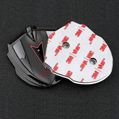 Pontiac Fender Emblem Badge Graphite Broken Steel Red Outline Logo