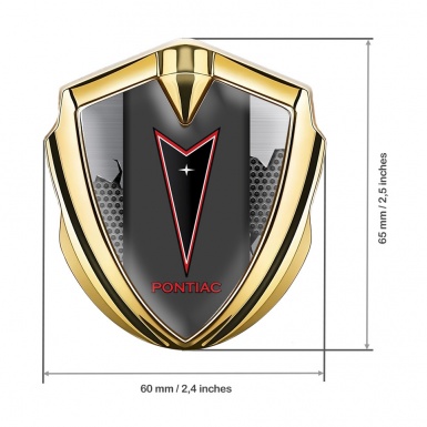 Pontiac Fender Emblem Badge Gold Broken Steel Red Outline Logo