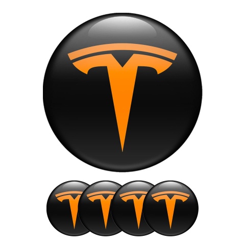 Tesla Silicone Stickers Wheel Center Cap Black Orange