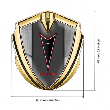 Pontiac Metal Emblem Badge Gold Tarmac Texture Red Outline Logo
