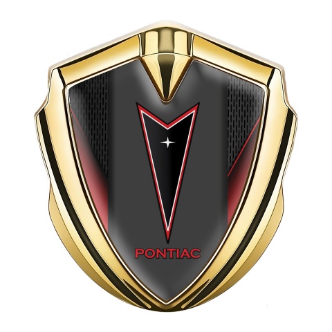 Pontiac Emblem Ornament Gold Dark Mesh Crimson Elements Red Outline
