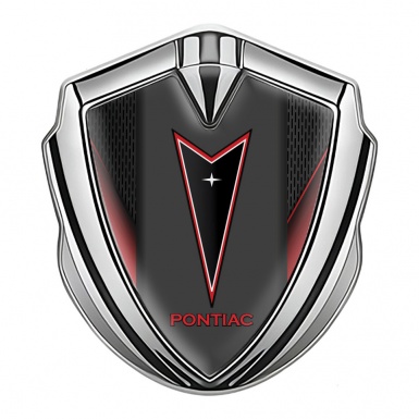 Pontiac Emblem Ornament Silver Dark Mesh Crimson Elements Red Outline