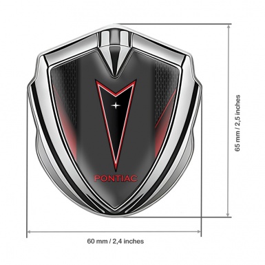 Pontiac Emblem Ornament Silver Dark Mesh Crimson Elements Red Outline
