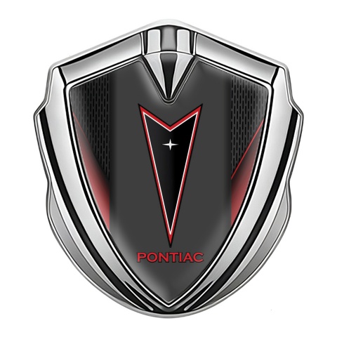 Pontiac Emblem Ornament Silver Dark Mesh Crimson Elements Red Outline