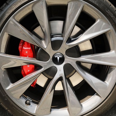 Tesla Silicone Stickers Wheel Center Cap Metallic Effect Logo