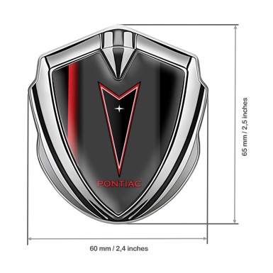 Pontiac Bodyside Domed Emblem Silver Crimson Stripe Red Outline Logo