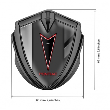 Pontiac 3d Emblem Badge Graphite Polished Frame Red Outline Logo