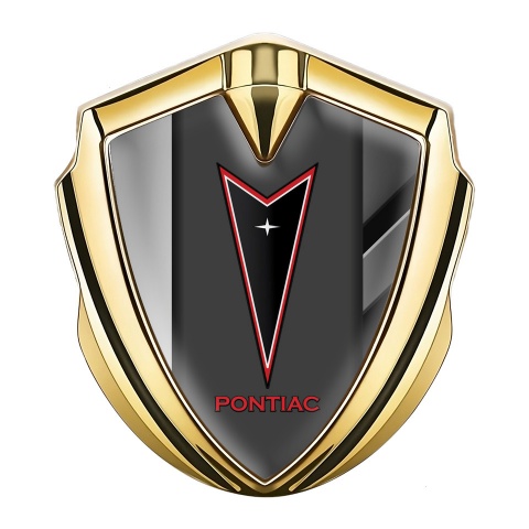 Pontiac 3d Emblem Badge Gold Polished Frame Red Outline Logo