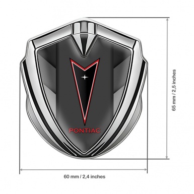 Pontiac Silicon Emblem Badge Silver Grey Fragments Red Outline Motif