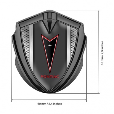 Pontiac Emblem Car Badge Graphite Perforated Frame Red Outline Motif
