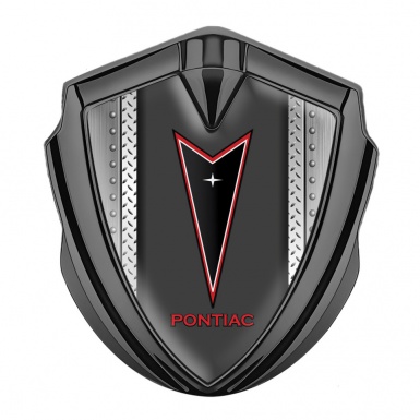 Pontiac Emblem Silicon Badge Graphite Metal Frame Red Outline Motif