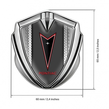 Pontiac Emblem Silicon Badge Silver Metal Frame Red Outline Motif