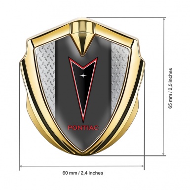 Pontiac Metal Domed Emblem Gold Treadplate Frame Red Outline Logo