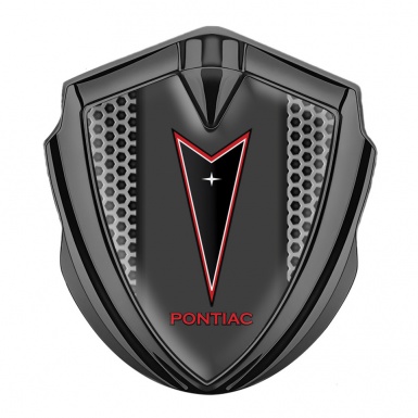 Pontiac Badge Self Adhesive Graphite Grey Hexagon Red Outline Logo