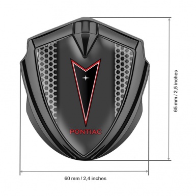 Pontiac Badge Self Adhesive Graphite Grey Hexagon Red Outline Logo