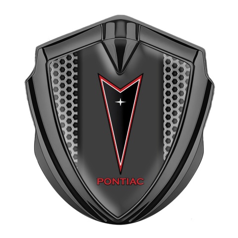 Pontiac Badge Self Adhesive Graphite Grey Hexagon Red Outline Logo