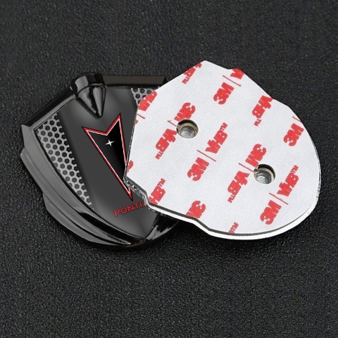 Pontiac Badge Self Adhesive Graphite Grey Hexagon Red Outline Logo