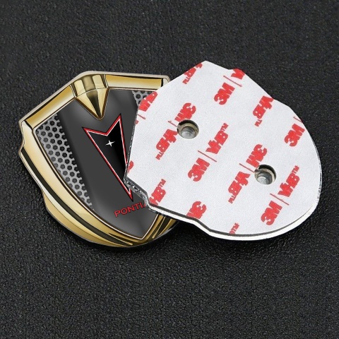 Pontiac Badge Self Adhesive Gold Grey Hexagon Red Outline Logo