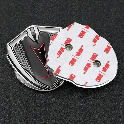 Pontiac Badge Self Adhesive Silver Grey Hexagon Red Outline Logo