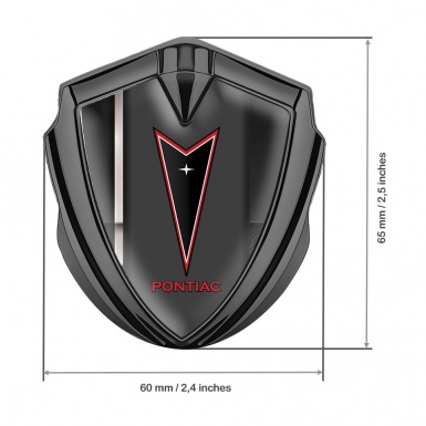 Pontiac Emblem Fender Badge Graphite Sport Line Red Outline Logo