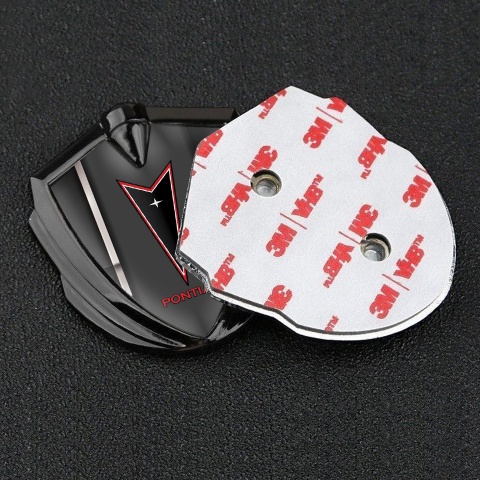 Pontiac Emblem Fender Badge Graphite Sport Line Red Outline Logo