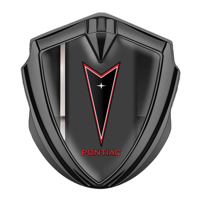 Pontiac Emblem Fender Badge Graphite Sport Line Red Outline Logo