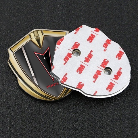 Pontiac Emblem Fender Badge Gold Sport Line Red Outline Logo