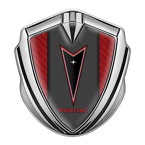 Pontiac Emblem Trunk Badge Silver Red Carbon Classic Logo Design