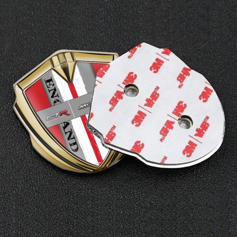 Mclaren GTR Metal Emblem Badge Gold Red Frame England Flag