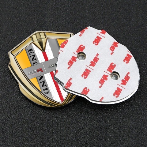 Mclaren GTR Domed Emblem Badge Gold Yellow Frame England Flag