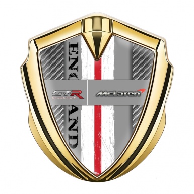 Mclaren GTR Emblem Ornament Gold Light Carbon England Flag