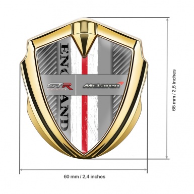 Mclaren GTR Emblem Ornament Gold Light Carbon England Flag