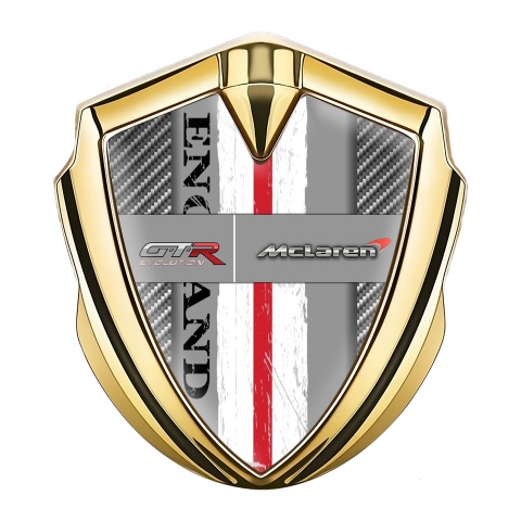 Mclaren GTR Emblem Ornament Gold Light Carbon England Flag