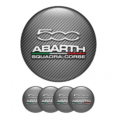 Fiat Abart 500 Center Hub Dome Stickers Squadra Corse Carbon
