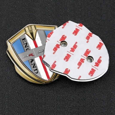 Mclaren GTR Emblem Metal Badge Gold Blue Frame England Flag