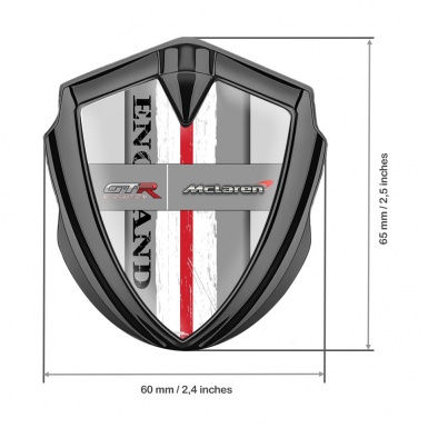 Mclaren GTR Silicon Emblem Badge Graphite Grey Frame England Motif